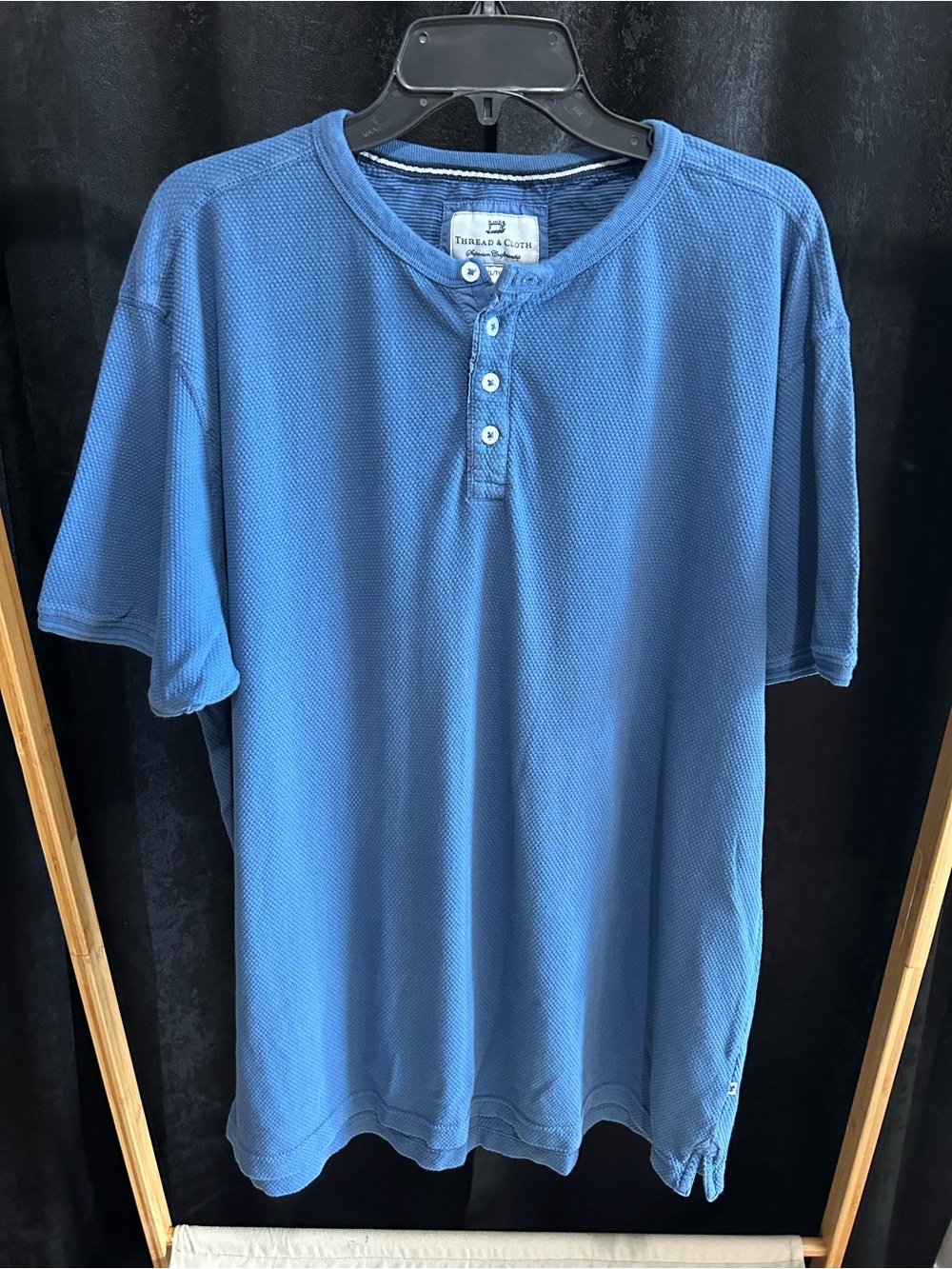 Men’s Short Sleeve Blue Henley Polo